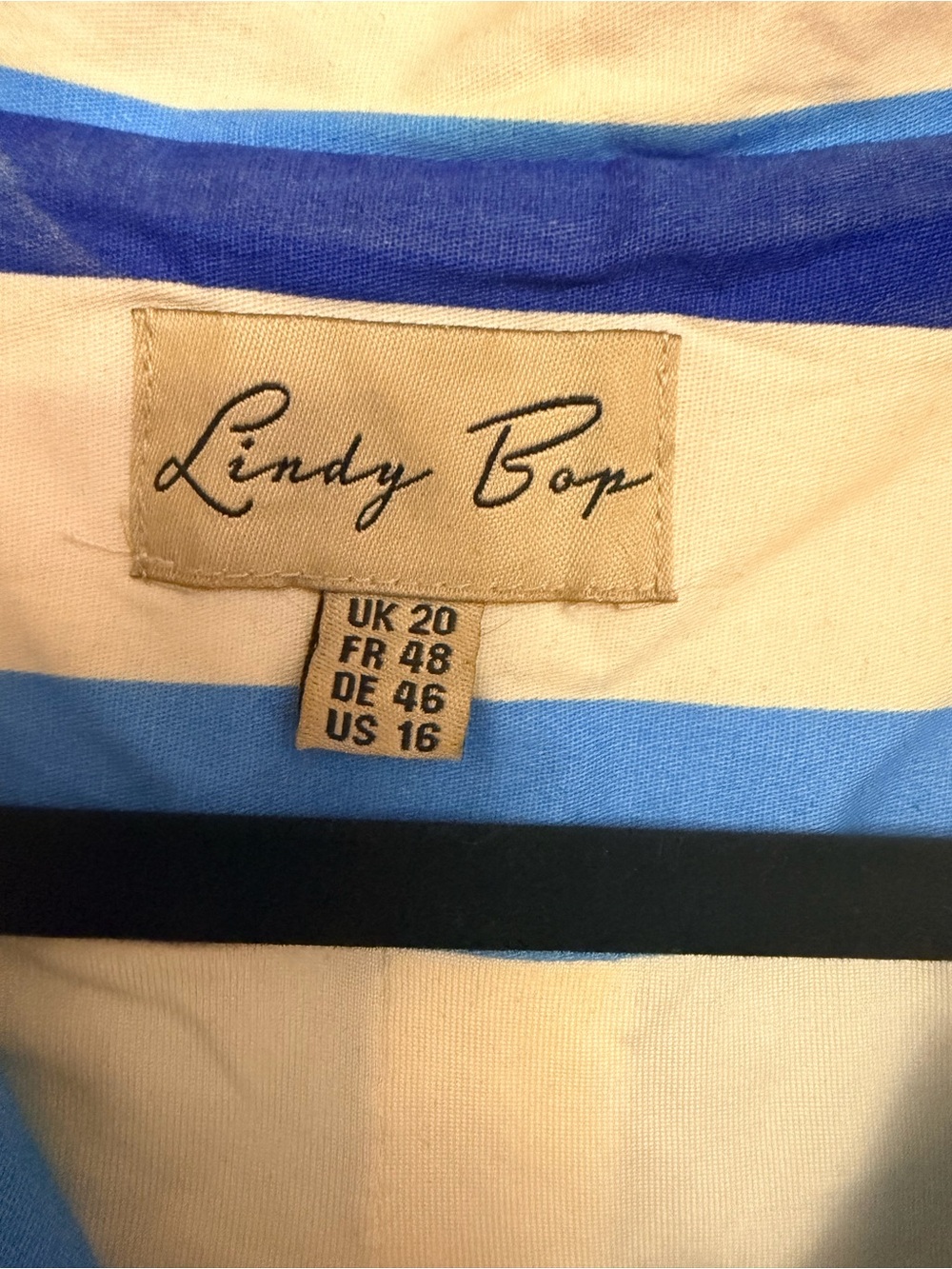 Lindy Bop Striped Sleeveless Collar Dress - Pink, Blue & Cream - Picture 4 of 4